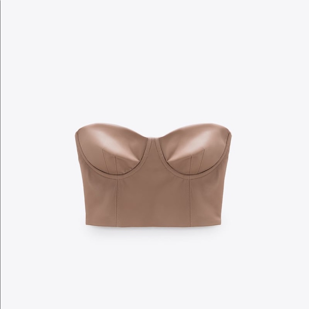 Zara faux leather crop top sz medium Nwt - Picture 2 of 7